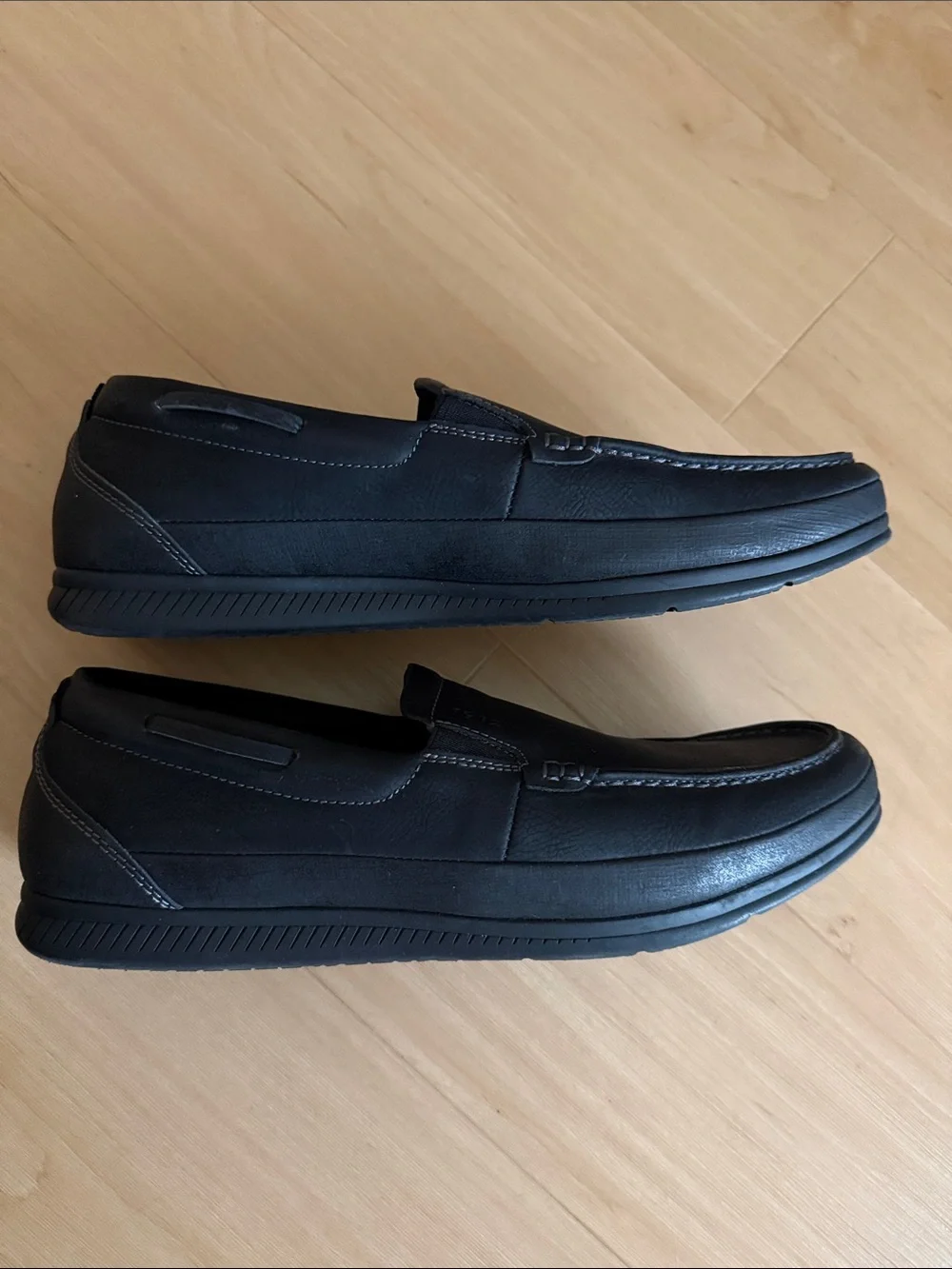 NIN BUSH MENS SANTO MOCCASIN TOE SLIP ON CASUAL LIGHTWEIGHT BLACK SHOE SIZE 9.5